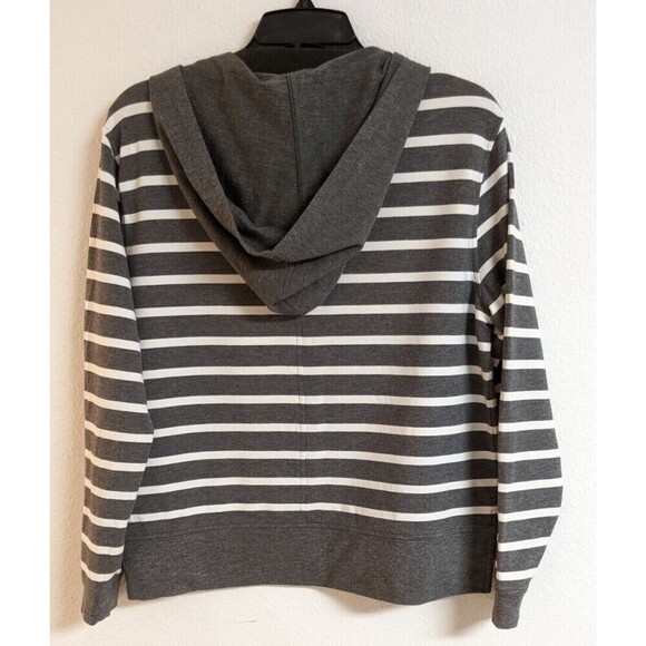 Cabi Women's Windward Striped Hooded Sweatshirt Top Gray/White # 5324 Size Small - Picture 6 of 9